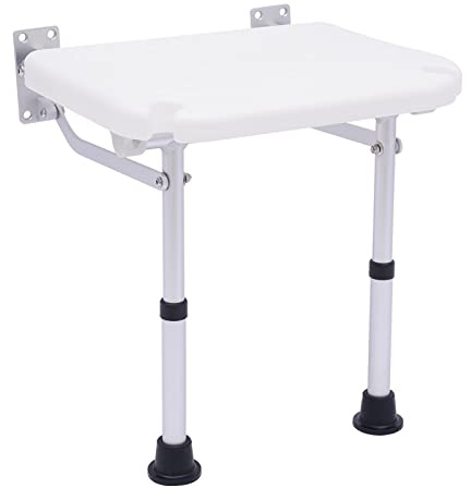 Duschklappsitz Für Wandmontage,Duschhocker Klappbar aus Aluminiumlegierung,Verstellbarer 42-53 cm,100kg Belastung,rutschfest,Badestuhl,Wandklappstuhl Für ältere Menschen,Schwangere,Behinderte