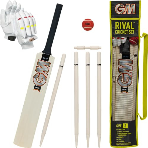 Gunn & Moore Rival, Set Mazza da Cricket e ceppi Gioventù Unisex, Naturale, 4