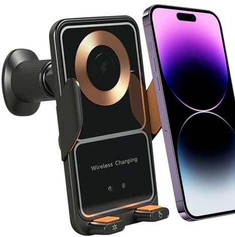 lisutupode Cargador Inalámbrico para Coche | Soporte Giratorio 360 Grados para Teléfono En Coche,Carga Rápida 15W Antivibración con Detección Automática,Base para Salida De Aire Vehículo Automóvil