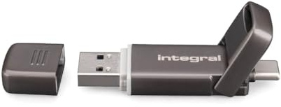 Integral USSD SlimXpress Dual USB 3.2 Gen 2x1 de 256 GB, Puertos duales Tipo C y Tipo A, SSD portátil, Lectura de hasta 550 MB/s y Escritura de hasta 500 MB/s.