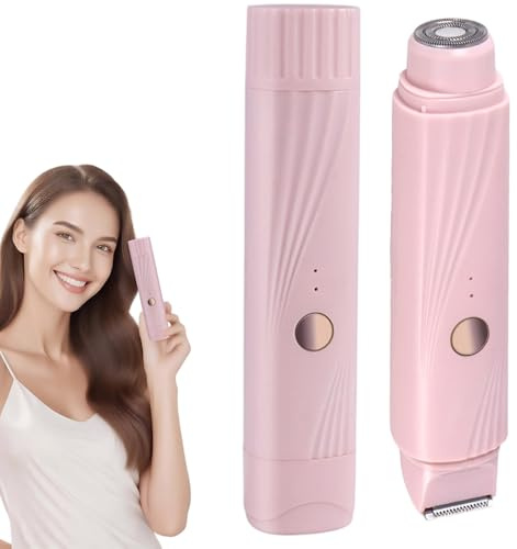Recortadora de Bikini, Recortadora de Bikini Eléctrica para Mujer, Afeitadora Eléctrica 2 en 1 para Mujer, Afeitadora de Doble Cabezal Lavable para, Portátil Recargable para Piernas, Brazos, Cu
