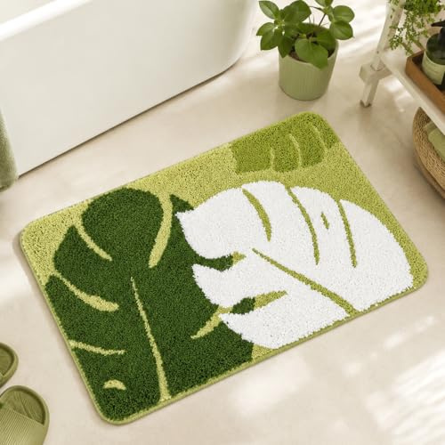 Dermalyx Alfombra de baño con Forma de Hoja, Alfombra de baño Suave de Microfibra Afelpada, Absorbente, Antideslizante y Lavable, tapete de baño para Ducha, bañera y Dormitorio, 50x80 cm