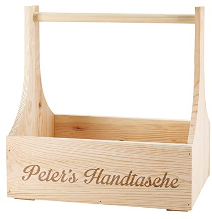 Cera & Toys® praktischer Bierträger aus Holz mit Gravur Ihres Wunschtextes zum Geburtstag oder Gartenparty