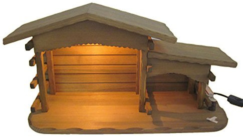 Lotte Sievers Hahn Krippenstall rustikal mit Beleuchtung 994