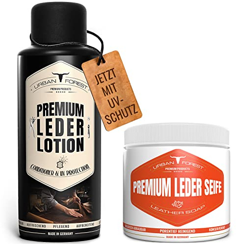 URBAN FOREST Sparset Lederseife + Lederlotion | Lederpflege & Leder-Reinigung, Sattelseife, Polsterreiniger & Autoreiniger