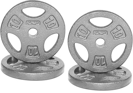 CAP 10lb Standard 1-Inch Cast Iron Grip Weight Plates, 4-Pack, Gray