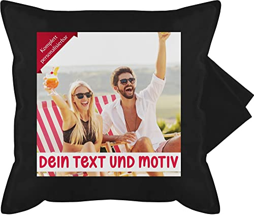 Kissenbezug - eigenem Bild - Eigenes Foto Geschenk I - 50 x 50 cm - Schwarz - Kissen zum selbst Bedrucken kissenbezüge selber gestalten personalisiertes Photo kopfkissen fotokissen muttertagskissen