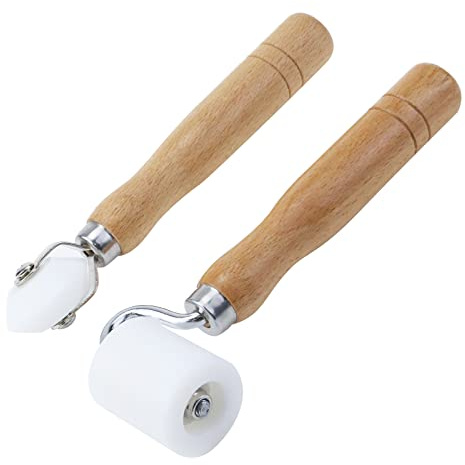 T Tulead Rubber Seam Roller Wallpaper Smoothing Roller Roller Tool 2PCS (External Corner Seam Roller+Flat Wheel Seam Roller)
