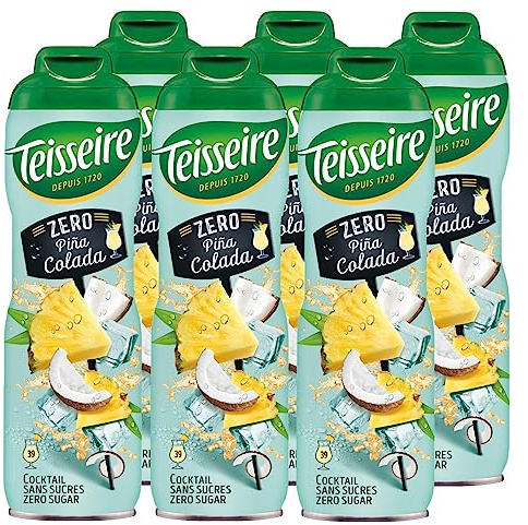 Teisseire Pina Colada Zero - Pour boissons rafraîchissantes sans alcool au goût authentique du cocktail Pina Colada - 6 x 600 ml