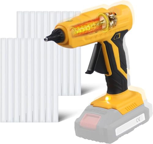 FrogBro Pistola per colla a caldo a batteria da 20 V, senza fili, per batteria Makita (ioni di litio; con 20 stick di colla; senza batteria e caricatore), anti-goccia, ideale per fai da te, montaggio