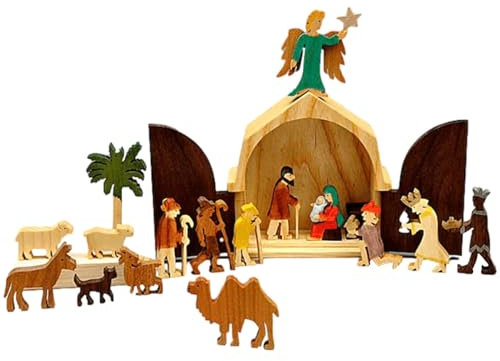 Kaxenig Weihnachtskrippe, 17 Stück Krippenfiguren Aus, Weihnachtskrippe Mit Figuren, Krippe Figuren Weihnachtsdeko Für Schlafzimmer, Bauernhaus