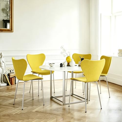 Chleby 4er Set Esszimmerstuhl Plastikstuhl Stuhl Esszimmerstühle Wohnzimmerstühle Stühle aus Polypropylen-Kunststoff Stapelstuhl für das Esszimmer Kunststoff Geeignet für Esszimmer, Wohnzimmer Gelb