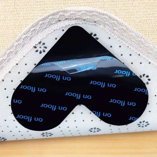 Quelcc 16 Pieces Rug Grippers, Reusable Carpet Grippers, Non Slip Washable Rug Grippers for Laminate Floor, Anti-Slip Rug Tape for All Kinds Of Rugs(Black)