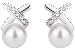 Silver Stud Earrings for Women 925 Sterling Silver Ladies Earrings Studs,1 Pair Hypoallergenic Pearl Stud Earrings for Women Girls 5mm