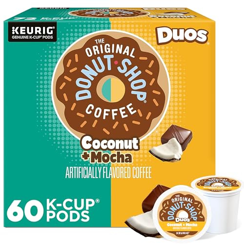 The Original Donut Shop Duos Coconut + Mocha Coffee, Keurig Single Serve K-Cup Pods, Medium Roast Coffee, 60 Count, (6 Packs of 10)