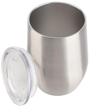 Tomotato Vasos de vino de acero inoxidable, tazas de vino aisladas al vacío de doble pared de 12 oz con tapa Tazas de viaje que mantienen bebidas frías y calientes para cócteles de vino y