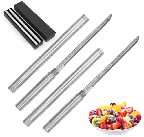 Tragbares Mehrzweck Obstmesser Mit Scheide, 2Pcs Multifunktionales Obstmesser Für Den Außenbereich Mit Hülle, Obstmesser Für Outdoor Mit Abdeckung, Perfekt Für Küche Camping, Messerstock (Silber 2pcs)