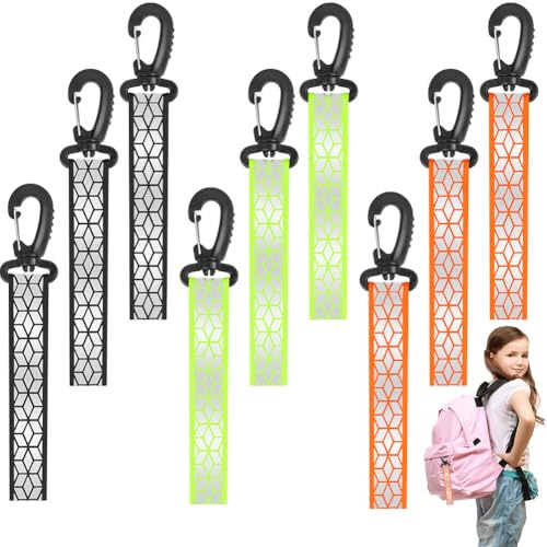 AYESY Pendentifs Réfléchissant de Sécurité，9 Pieces Pendentif Réfléchissant de Nuit pour Enfants Porte-Clés Réflecteur pour Sac à Dos, Randonnée, Jogging