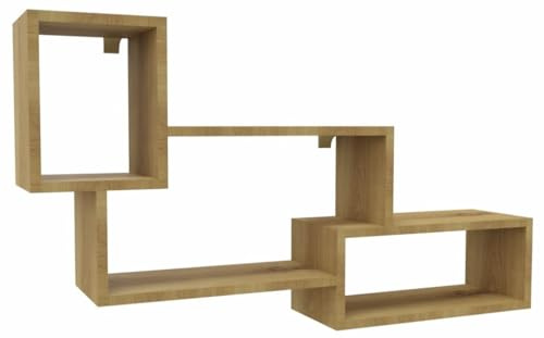 MARAND Moderne Wandregal - 3 Zonen - Regal Kinderzimmer Aufbewahrung - Regal Schmal - Wohnzimmer Regal - Bücherregal Schmal - Holzwerstoff - Artisan-Eiche