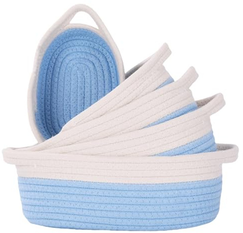 YAOGUI Lot de 5 paniers de rangement robustes en corde de coton tissée à la main pour organiser les vêtements, les jouets et les articles de salle de bain