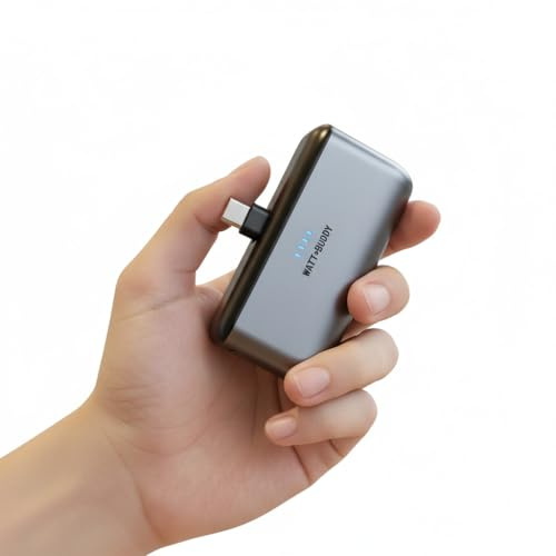 Watt Buddy 5000mAh Mini Power Bank – Lightweight Portable Charger with USB-C Fast Charging, Small Size Battery Pack for Phone, Tablet, Android, iPad, iPhone, Travel Essentials, Pocket Power Bank