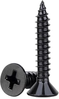 Black Wood Screws, Flat Head Screws for Wood, Carbon Steel Small Screw, M3*25mm 100 PCS and 20 PCS Screw Anchors for Furniture,Woodworking, DIY Model Fixing