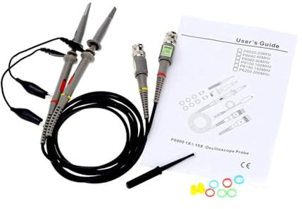 2pz Sonda per Oscilloscopio P6100 - Larghezza di Banda 100MHz, Attenuazione Regolabile 1X/10X con Cavi BNC tensione di ingresso commutabile 10:1