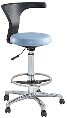 Verstellbarer Sattelhocker Stühle mit Rückenlehne, medizinischer Zahnarzt Sattelhocker Zahnarzt 360 Grad Drehung Armlehne PU Leder Assistant Hocker, C
