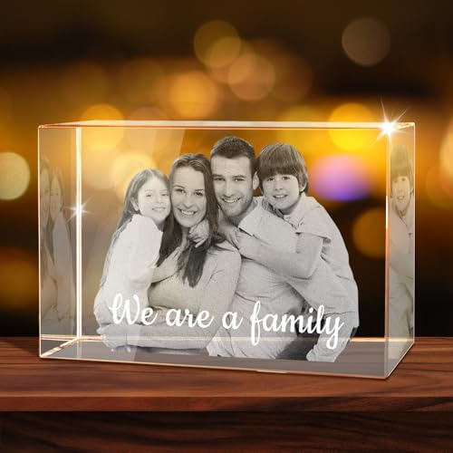 XSTZR Individuelles 3D-Kristallfoto, personalisierte Geschenke mit Lasergravur, Gravur im Inneren des Kristalls mit Ihrem Foto, individuelles Gedenkgeschenk für Frauen und Männer (Quader 2)