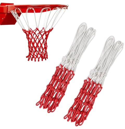 COYUN 2 Pezzi Rete da Basket, Rete Canestro Basket Esterno Rimovibile,Retina Canestro Basket in Nylon,Retina Basket per Campi Scolastici, Basket, Interni ed Esterni