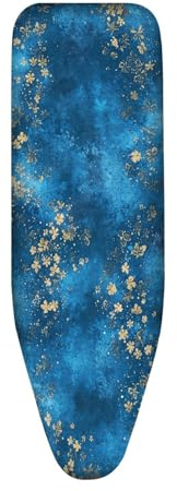 Housse Table à Repasser 130x45 Or Bleu Universelle Housse pour Table à Repasser Ordinaires et à Vapeur, avec Bande Élastique Resserrable