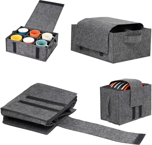 Neikafan Filztasche Geschirr Camping 3Stücke Tellerhalter&Tassenhalter Wohn | Wohnmobil Filz Organizer 8 Teller 6 Tassen Geschirrhalter Aufbewahrung für Wohnwagen, Boote und Camping Zubehör