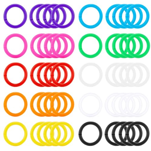 50Pcs Loose Leaf Binder Rings Colorful Book Rings Notebook Paper Rings for Flash Cards Keychain Key Ring for Books Index Cards Students Teachers Workers School Office,10Colors,0.78inch