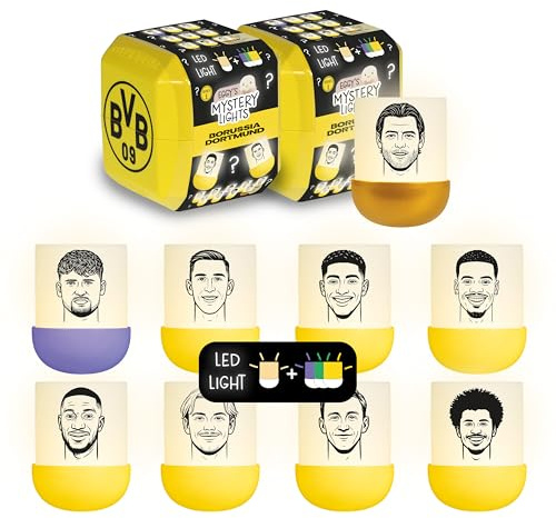 MegaLight Blind Box Mini Nachtlichter 2er Pack | BVB Fanartikel Kinder | 2 aus 9 per Zufall | USB-C AKKU | wiederaufladbar | Borussia Dortmund Fanartikel | EGGY'S Mystery Lights BVB Edition