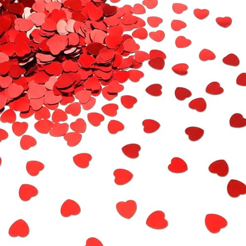 30g Herz Konfetti Rot für Valentinstag, 2000 Stück Herzen Konfetti Glitzer, Tischdeko Herz für Hochzeit Verlobung Brautdusche Geburtstag Party