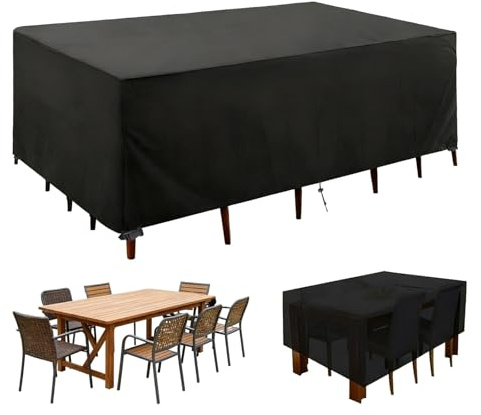 Housse Salon de Jardin Exterieur 420D Oxford Housse Table de Jardin Rectangulaire Couverture de Protection Meubles Bâche Salon de Jardin Imperméables Anti-UV-Black||60x60x60cm(LxWxH)