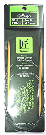 Clover Takumi Bamboo Circular 48-Inch Knitting Needles, Size 6 (3016/48-06)