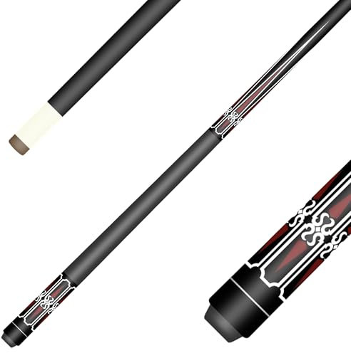 Winsport Billardqueue Black-King, Poolbillard Cue, 13mm Klebeleder, Oberteil mit Schwarzem High-Tech Fiberglas Überzug, Rutschfester Griffbereich aus Veltex, 147 cm
