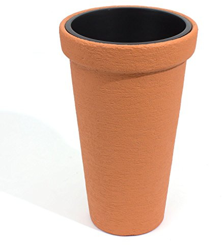Riesiger Blumenkübel Blumentopf H 50,5 cm Übertopf Tower terracotta massiv Optik
