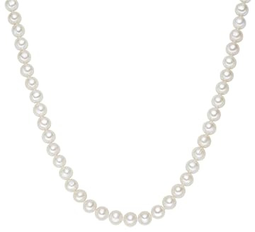 Valero Pearls Damen Perlenhalskette mit Hochwertigen Süßwasser-Zuchtperlen | Perlengröße 7-8 mm,Weiß,Potatoförmig,sehr guter Glanz,Sterling Silber,Perlenkette,einzeln geknotet,in verschiedenen Längen
