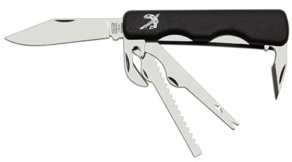 Mikov Angler Taschenmesser, 3-5 Funktionen Multitool Messer, BLACK Kunststoff Griff, scharfes Taschenmesser, Fischermesser Fischsäge 7,5cm ROSTFREI Klinge für Jagen/ Angeln/ Fischen, Multifunktionswerkzeug
