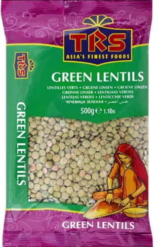 TRS Lentilles Vertes Entier 0.5 kg 1 Unité | Légumineuses sèches entières, source de protéines végétales - idéales pour soupes et plats mijotés