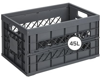 Sunware Square Cassetta Pieghevole in Plastica Heavy‑Duty 45L – 53x35.4x28.4cm – Cassetta Plastica Pieghevole – Folding Crate