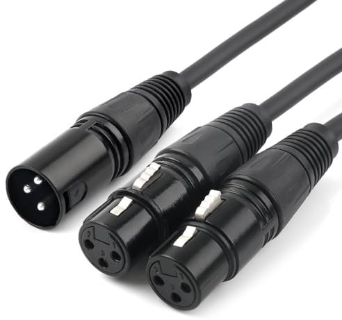 Tisino XLR Cable Divisor en Y - Doble Hembra a Macho Mic Combiner Y Cord Balanced Microphone Adapter Patch Cable (2 Hembra a 1 Macho) - 0,5 m