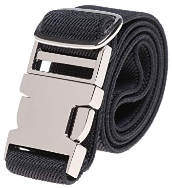 Kajeer Kinder Elastische Schnalle Hose Gürtel - Verstellbarer Jungen Gürtel mit Zinklegierung Schnalle für Mädchen Einfacher Verschluss (Schwarz)