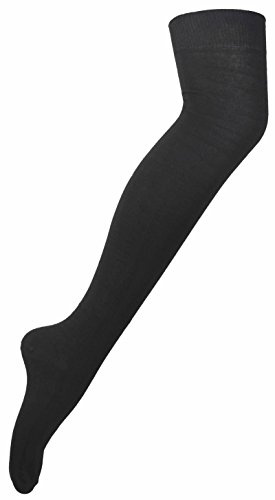 New Ladies Womens Over Knee Long Casual Ladies Thigh High Plain Stretch Fit Cotton Overknee Socks (White)
