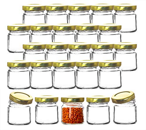 BigDean Lot de 25 petits pots à confiture 53 ml – Fabriqués en Allemagne – Mini bocaux à confiture – Bocaux à miel – Bocaux à déguster pour cadeaux d'invités et mariage