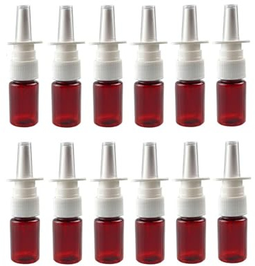 VASANA 12PCS 10ml Amber Plastic Empty Refillable Nasal Fine Mist Spray Bottles Makeup Water Travel Container For Perfumes Essential Oils Use Saline Applications