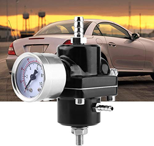 Zerone Fuel Pressure Regulator, Aluminum Alloy Universal Fuel Pressure Regulator Gauge Kit With Hose 0-140 PSI Adjustable