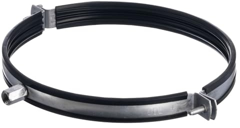 Ø 200mm / 8 inch Rubber Lined Steel Pipe Bracket/Clamp - Anti Vibration Suspension Ring - Duct Holder
